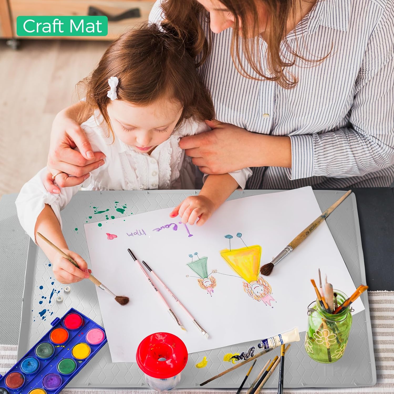 TRZZ Silicone Waterproof Under Sink Mat 34" x 22", Drip Tray and Cabinet Liner for Kitchen and Bathroom, Prevents Water Damage and Organizes Cabinets (Beige)