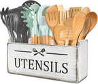 RedCall Wooden Kitchen Utensil Holder for Counter-top,Large Utensil Organizer for Storage Cooking Tool and Silverware,Extra Large Rustic Wood Container (Antique)