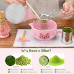 Matcha Whisk Set, 8Pcs Matcha Set for Ceremony, Matcha Whisk and Ceramic Bowl with Matcha Scoop & Sifter and All Accessories for Breakfast, Afternoon Tea, Ideal Gift Christmas, Anniversary