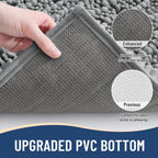 Arotive Luxury Chenille Bathroom Rug Mat, Extra Soft Thick Absorbent Shaggy Bath Rugs, Non-Slip Machine Wash Dry, Plush Bath Mats for Bathroom, Shower and Tub, 24x16, Grey