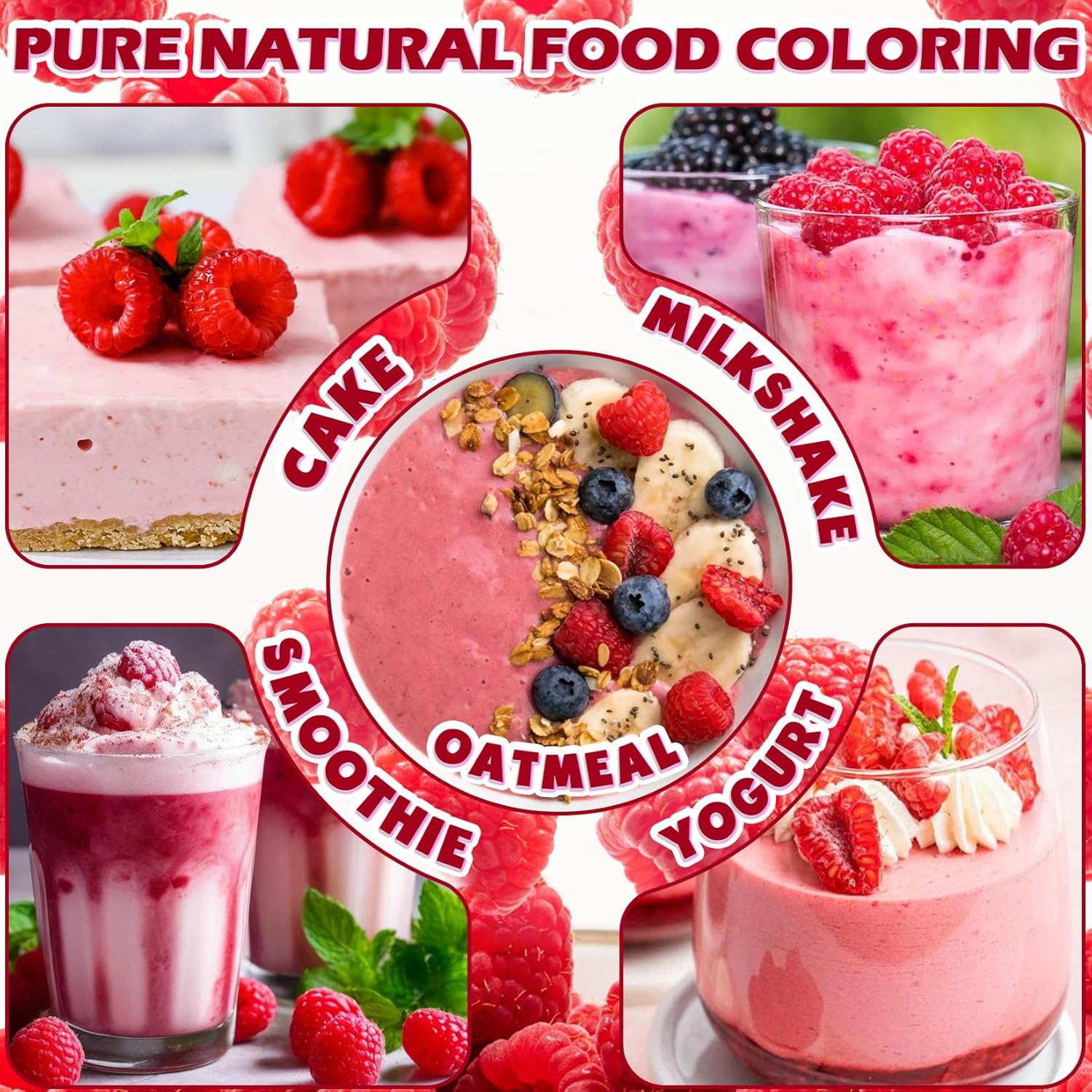 Raspberry Powder - 100% Natural Freeze Dried Raspberry Powder, No Additive Natural Food Coloring, Ideal for Baking, Smoothies, Beverages, Yogurt Bowls, Non-GMO, Vegan - 3oz