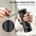 Bincoo Foldable Manual Coffee Grinder with External Adjustable Setting,Coffee Bean Grinder with Portable Storage Bag,Stainless Steel Burr Grinder Suitable for Home, Office and Travel for Use (Black)