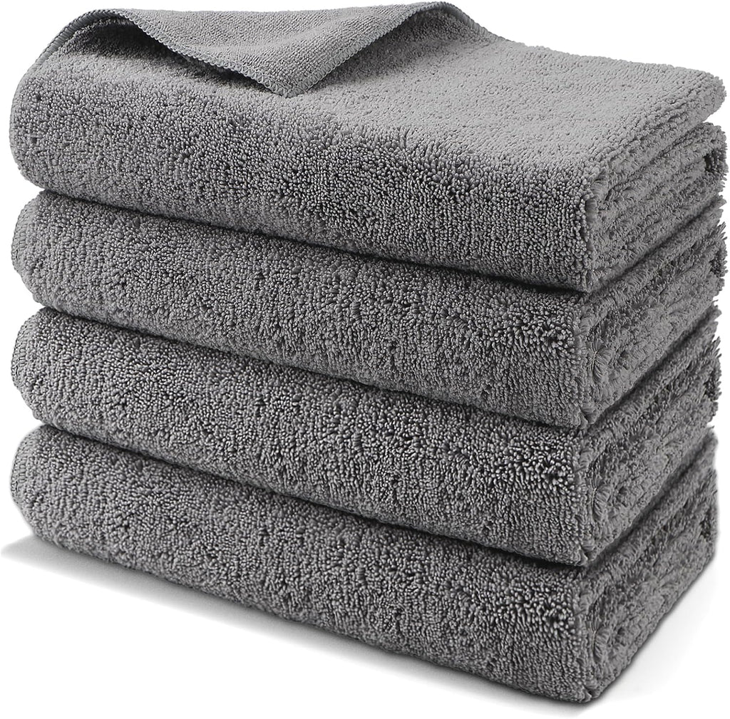HOMEXCEL Professional Large Microfiber Car Drying Towels 4 Pack, Lint Free, Scratch Free, Highly Absorbent Drying Towel for Cars, SUVs, RVs, Trucks, and Boats,31" x 24 ",Grey