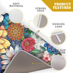 Boho Floral Dish Drying Mat for Kitchen Counter 16x18 Inch Boho Blooming Flower Dishes Pad Super Absorbent Drying Mat Heat Resistant Dish Drying Pad Anti-Slip Dish Mat Fast Dry Kitchen Bar Accessories