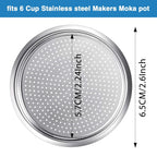 Moka Express Replacement Funnel Kit, 3 Packs Gasket Seals, 1 Stainless Steel Funnel with 1 Pack Stainless Filter (6-Cup)
