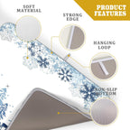 Winter Blue Snowflake Dish Drying Mat Christmas Tree Kitchen Counter Dish Drainer Mats Xmas Forest Deer Moose Dish Dry Pad Bottles Protector for Kitchen Countertop Coffee Bar, 18x24 inch Large