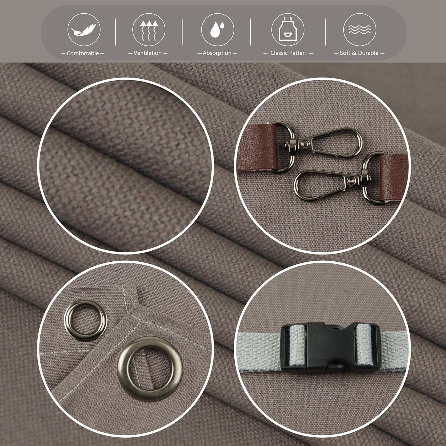 Kitchen Apron, Work Apron, Canvas, Multiple Pockets, Gardening, Painting, BBQ, Artist, Carpenter, Sizes M to XXL, Dark Gray