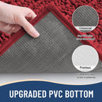 Arotive Luxury Chenille Bathroom Rug Mat, Extra Soft Thick Absorbent Shaggy Bath Rugs, Non-Slip Machine Wash Dry, Plush Bath Mats for Bathroom, Shower and Tub, 70x24, Red