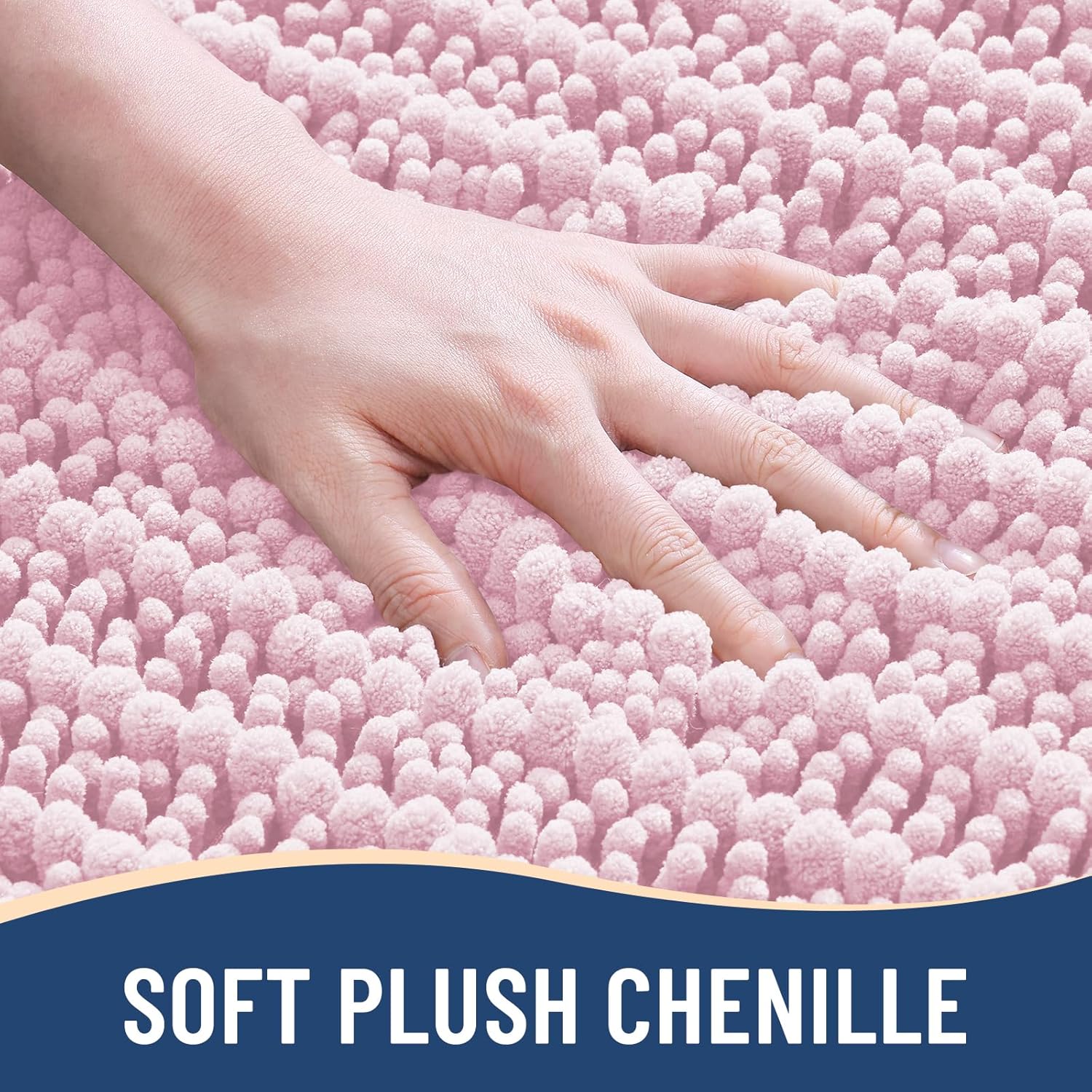 Arotive Luxury Chenille Bathroom Rug Mat, Extra Soft Thick Absorbent Shaggy Bath Rugs, Non-Slip Machine Wash Dry, Plush Bath Mats for Bathroom, Shower and Tub, 34x21, Pink