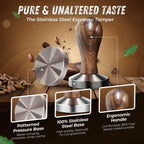 Flexzion Coffee Tamper 58mm Espresso Tamper Tool, Stainless Steel Barista-Quality Hand Press Espresso Maker with Ergonomic Wooden Handle