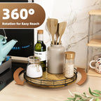 Lazy Susan Turntable Organizer for Table Top, 10’’ Round Wooden Lazy Susan for Cabinet Kitchen Countertop Pantry Dining Coffee Table for Condiments Spices, Rustic Bathroom Vanity Tray for Soap Candle