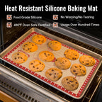 Extra Thick Silicone Mat for Baking, Silicone Baking Mat with 10 Easy Recipes, Non Stick Silicone Pastry Mat, kneading Dough Rolling Mat, Macaron, Cookie, bread, Pizza, Fondant/Pie Crust