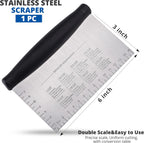 Stainless Steel Griddle Scraper for Flat Tops, Multipurpose Bench Scraper for Kitchen & Outdoor BBQ, Durable Bread Dough Cutter, Grill Scraper for Chopping, Dicing, Mixing Food and Cleaning