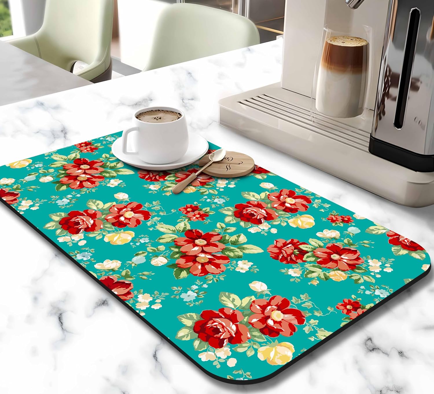 Dish Drying Mat for Kitchen Counter 20x12in Washable Quick Dish Drying Pad Rubber Backed Absorbent Draining Mat Fit Kitchen Counter,Bar,Under Sink,Dishes,Utensils,Dish Rack