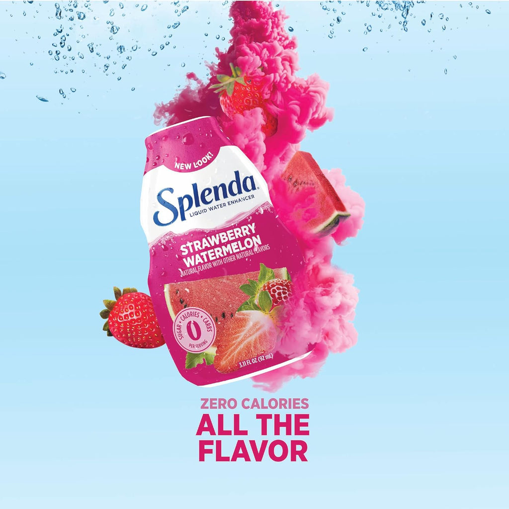 SPLENDA Liquid Water Enhancer Drops, Sugar Free, Zero Calorie, Natural Flavor, Concentrated Drink Mix, 3.11 Fl Oz Each Bottle (Strawberry Watermelon, 1 Pack)