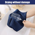 Homaxy Microfiber Waffle Weave Kitchen Dish Cloths, 12 x 12 Inch Ultra Absorbent and Solid Color Dish Towels for Kitchen Fast Drying Dishcloth for Washing Dishes, 6 Pack, Navy Blue