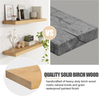 Floating Shelves for Wall, USA-Sourced Brich Wood 24 Inch Wall Shelves Set of 2, Natural Wooden Mounted Picture Ledge Shelf, Nursery Book Storage Shelf Kids Bookshelf Display, Shelf for Bathroom