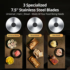 Powerful Deli Meat Slicer Machine, 200W Electric Food Slicer with 3 Types of 7.5" Stainless Steel Blades, Adjustable Thickness 0–15mm, for Meat, Cheese, Bread, Vegetables, Home Use