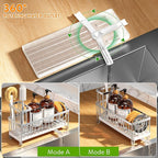 Cisily Extra Large Silver Sponge Holder for Kitchen Sink, Sink Caddy Organizer with High Brush Holder, Kitchen Countertop Organizers and Storage Essentials, Rustproof 304 Stainless Steel