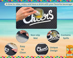 Cheers Sign Tiki Bar Mats for Countertop 18 x 12in, Tiki Decor Cheers Sign for Bar Cart Decor and Accessories and Essentials, Silicone Coffee Mat and Coffee Matt for Counter, Drink Signs for Party