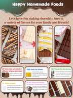 (120PCS) 6 Models Deep Chocolate Bar Mold - Food Grade Silicone Mold for Dubai Chocolate Bar Pistachio,With Recipes/Scraper/Wrapping Paper/Stickers