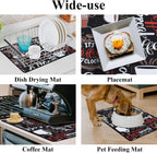 SHACOS Coffee Bar Mats 2-pack, 12x19 Inch Absorbent Non-Slip Rubber, Waterproof & Heat Resistant, Black