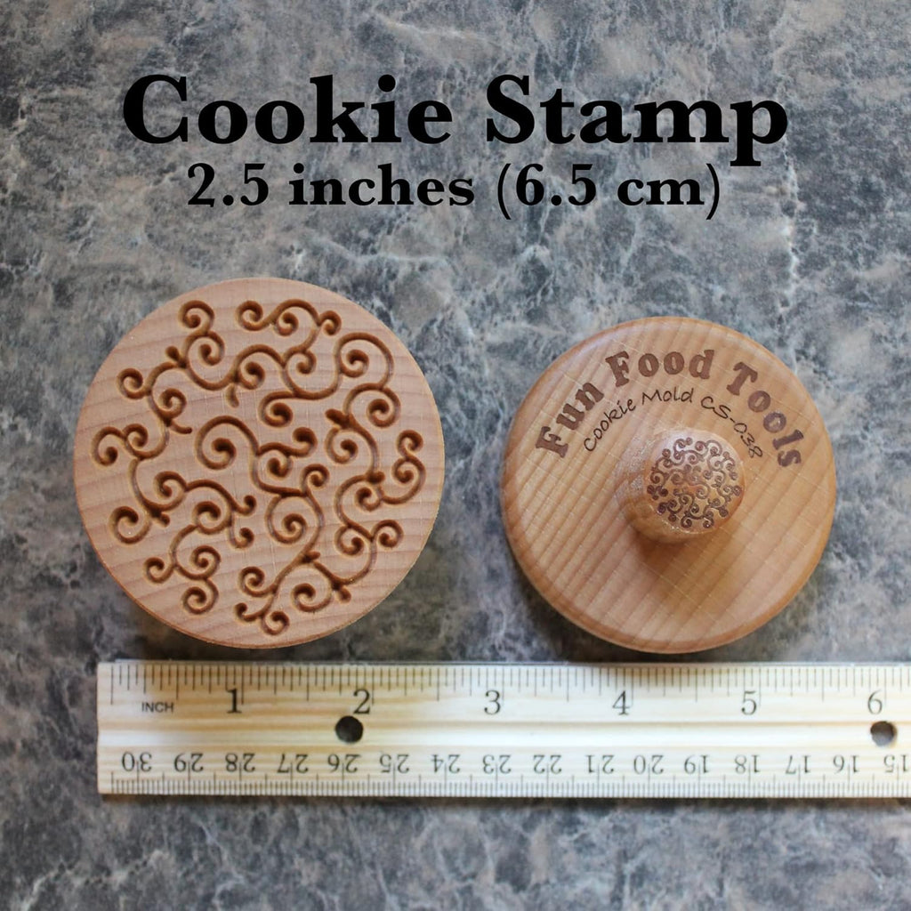 Wood Cookie Stamp, 2.5 Inch (D Vine CS-038)