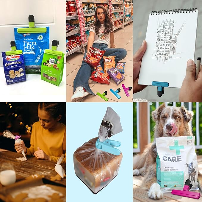 11 Pack Chip Clips Bag Clips Food Bag Clips for Food Packages Chips Storage Bags Heavy Duty Snack Kitchen Potato (3 Large, 6 Small & 2 Round, Classic Style)