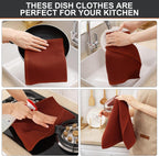 Kitinjoy 100% Cotton Waffle Weave Kitchen Towels, 8-Pack Super Soft and Absorbent Dish Towels for Drying Dishes, Kitchen Hand Towels, 13 in x 28 in, Rust