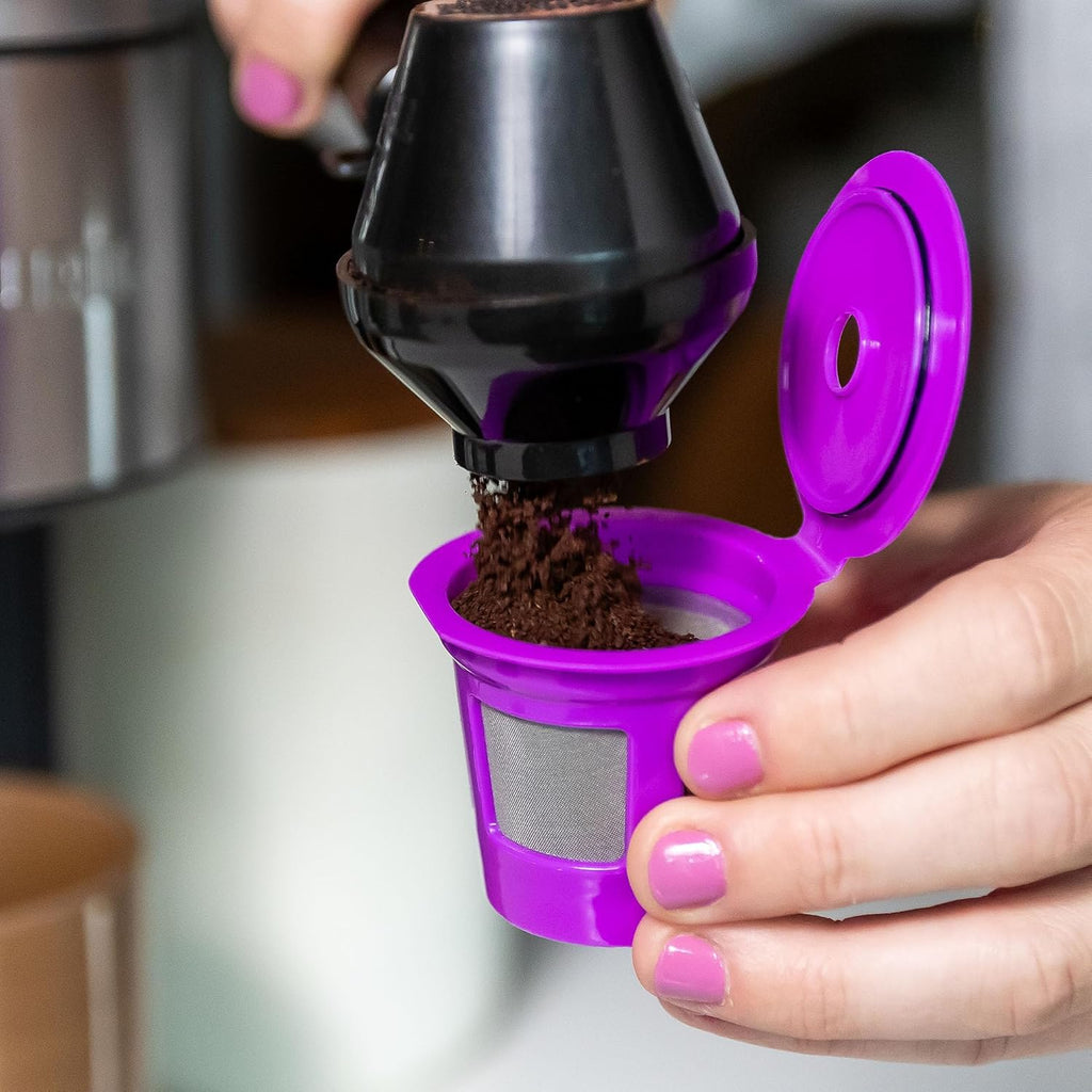 2-Item Bundle: 6-Pack Cafe Save 1-Stream Reusable K Cup Coffee Filters + EZ-Scoop 2 Tbsp Scoop with Integrated Funnel, Refillable Pod Capsule For Use with Keurig & Select Single Cup Coffee Maker