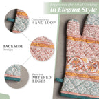 Maison d' Hermine Oven Gloves 100% Cotton Oven Mitt 7" x 13" with Loop Heat Resistant, BBQ, Cooking Gloves, Baking, Grilling, Kitchen, Handling Hot Pans (Pack of 1, Nila)