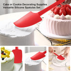 Premium Silicone Spatula Set, JXWING Flexible Heat Resistant Non-slip Handle Baking Cooking Rubber Spatulas, Red