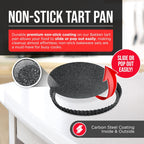 Tart Pan – Quick Release Removable Base, Non-Stick Fluted Edge, Durable Steel - Create Perfect Pies, Fruit Tarts, and Quiches with Ease