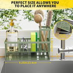 Cisily Kitchen Sink Caddy - Sponge Holder and Organizer with High Brush Holder, 304 Stainless Steel, Sage Green