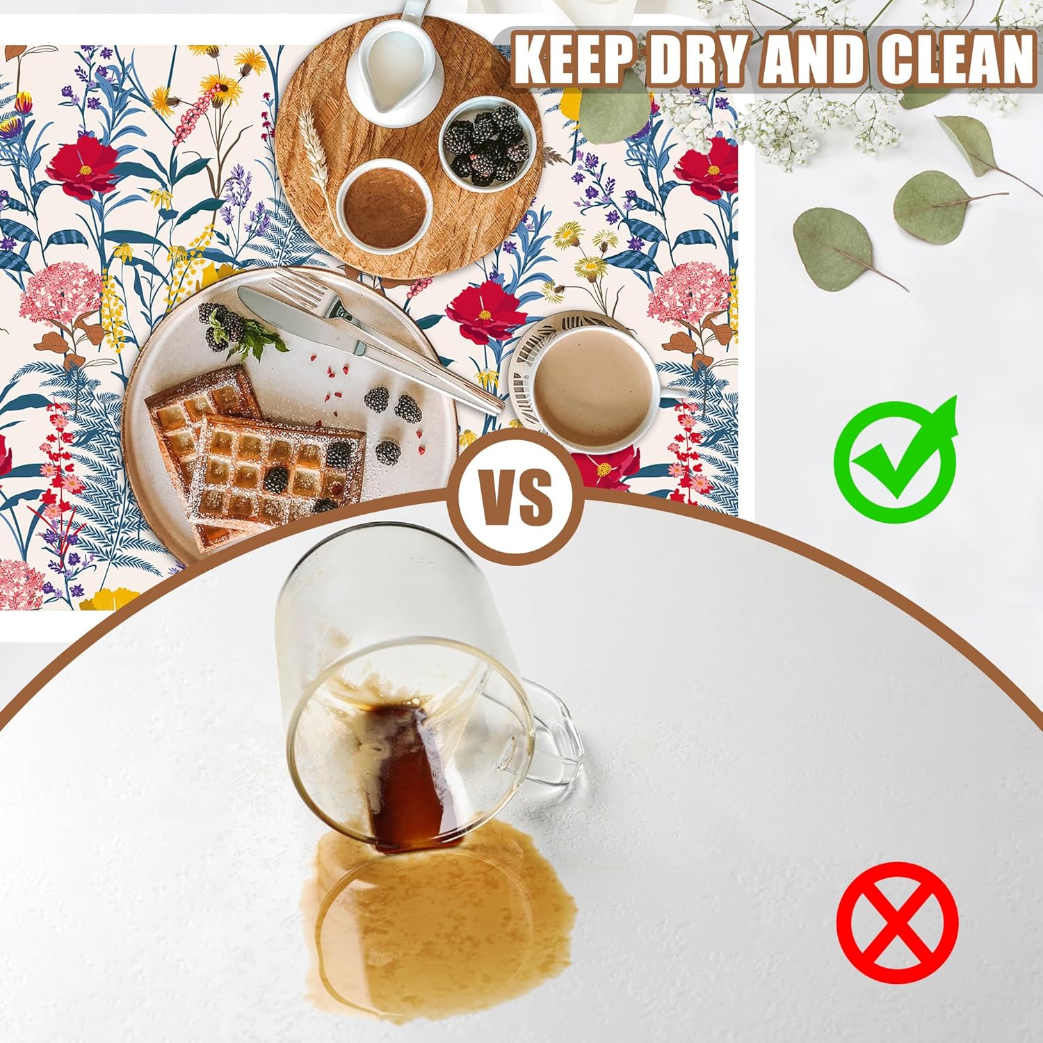 Dish Drying Mat Spring Flowers Coffee Bar Mat for Countertop Botanical Coffee Mat Absorbent Rubber Backed Hide Stain Dish Drainer Rack Mat Coffee Maker Coffee Pot Dining Room Decor 15.7 x 23.6 Inch