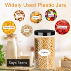 Plastic Jars with Lids, 16 Pcs 32 OZ Large Plastic Storage Jars with Black Leakproof Lids Cylinder Plastic Storage Container Jar Reusable Clear Empty Jars for Home and Kitchen Organizing