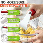 Spring Chef Large Red Dough Blender For Baking, Professional Heavy Duty Dough Cutter Tool with Thick Blades, Stainless Steel Puff Pastry Cutter Tool, Dishwasher Safe Pastry Blender for Easy Mixing