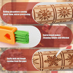 17" Premium Wood Rolling Pin with Snowflake Embossed Designs | 3mm Deep Springerle Cookie Molds | Christmas Rolling Pin & Baking Gifts for Women | Includes 3-in-1 Cleaning Brush