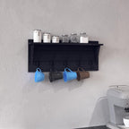 HBCY Creations 24" Wall Mounted Storage Rack - Pine Wood Construction - Black Wash - Upper Storage Shelf - 5 Hooks - Ideal for Entryway, Kitchen, Bathroom