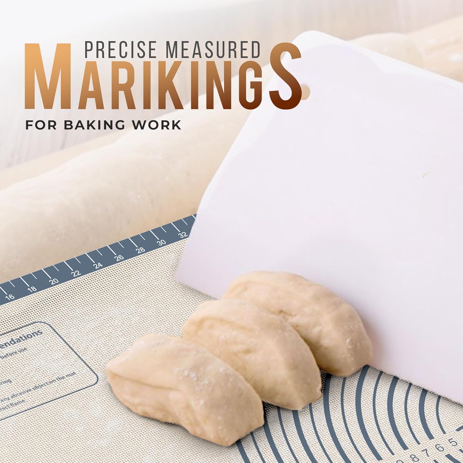 36 * 24 inches Grey, Non-Slip Silicone Baking Sheets - Baking Mat with 0.7mm Thickness - Non-Stick Pastry & Cookie Mat for Kitchen Counter for Rolling Out Dough with Measurements.