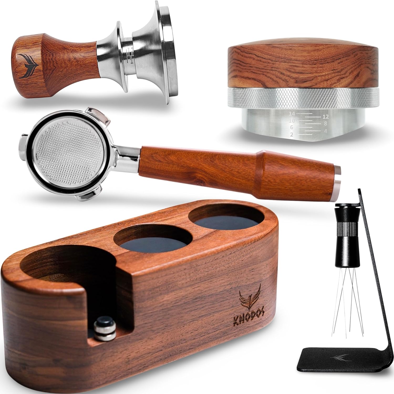 54mm Espresso Tamper Kit for Breville Machines Includes Tamping Station, Bottomless Portafilter, Spring Tamper, Distribution Tool and WDT Distributor