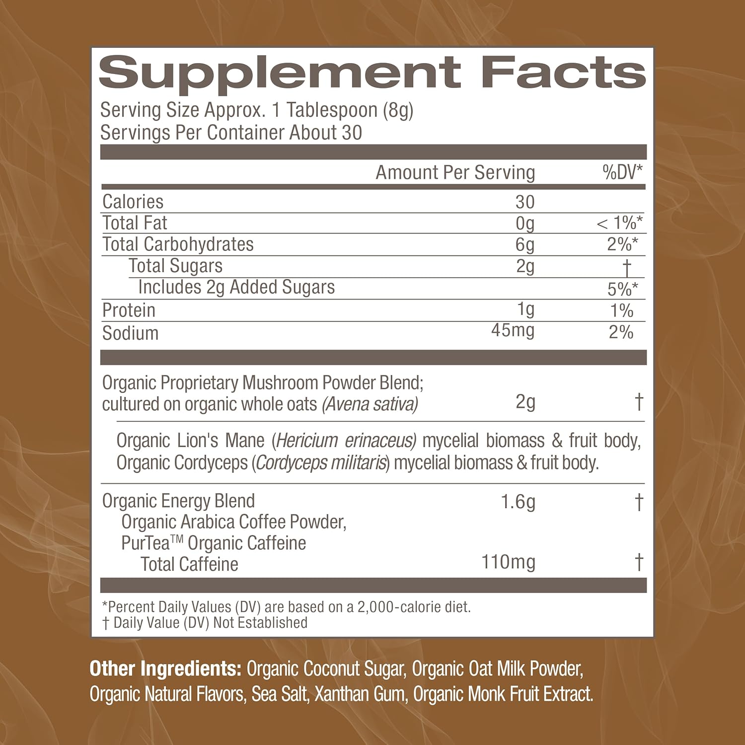 OM MUSHROOM SUPERFOOD Coffee Latte Blend Mushroom Powder, 8.47 Ounce Canister, 30 Servings, Lion's Mane, Cordyceps, Reishi, Chaga, Energy & Mental Clarity Support Supplement