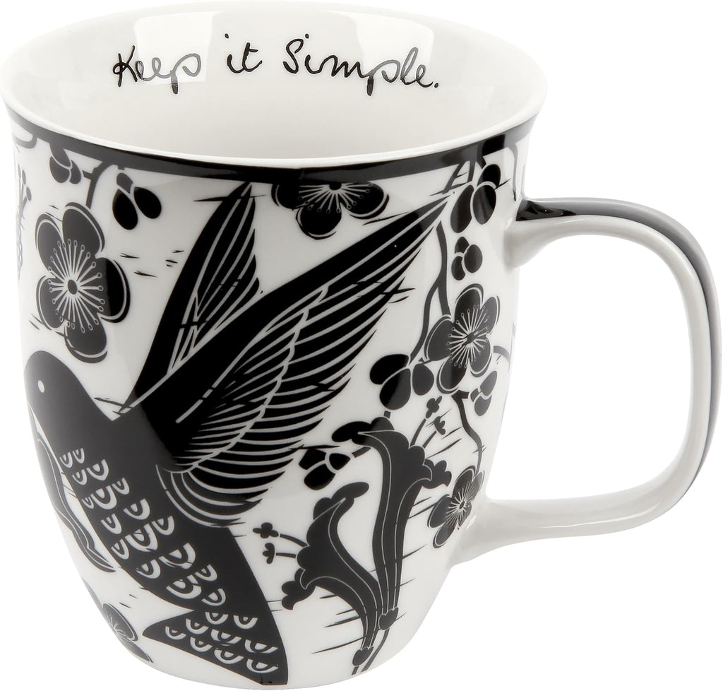 Karma Gifts 16 oz Black and White Boho Mug Hummingbird - Cute Coffee and Tea Mug - Ceramic Coffee Mugs for Women and Men, 1 Count (Pack of 1)