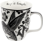 Karma Gifts 16 oz Black and White Boho Mug Hummingbird - Cute Coffee and Tea Mug - Ceramic Coffee Mugs for Women and Men, 1 Count (Pack of 1)