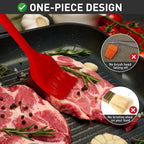 Begonia Silicone Basting Pastry Brush-2pcs Heat Resistant Cooking Brush for Oil, Sauce, Butter, BBQ, Grill and Marinade, BPA Free, Dishwasher Safe （Red）