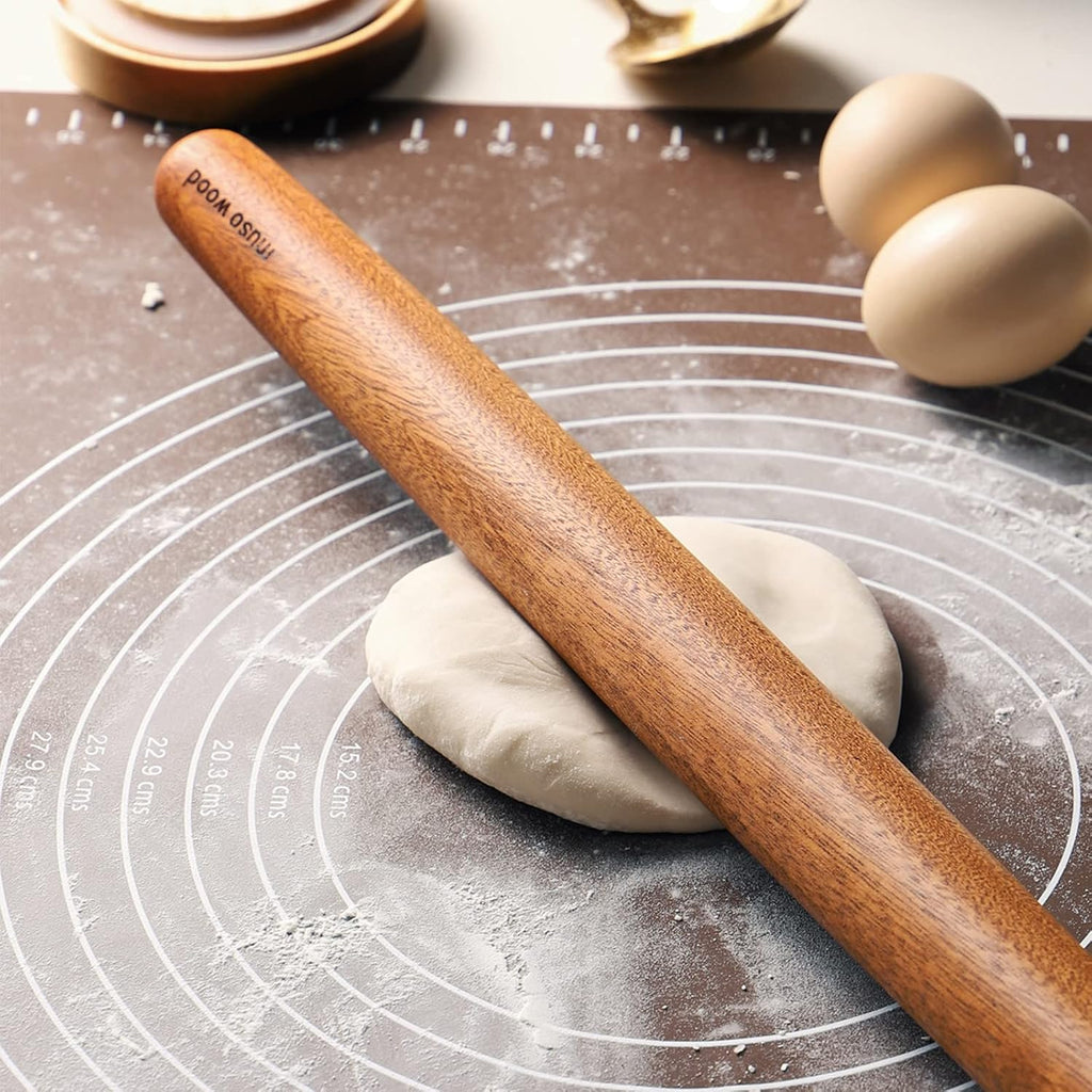 Muso Wood Sapele Wooden French Rolling Pin for Baking, Tapered Roller for Fondant, Pie Crust, Cookie, Pastry (French 15-3/4inch)
