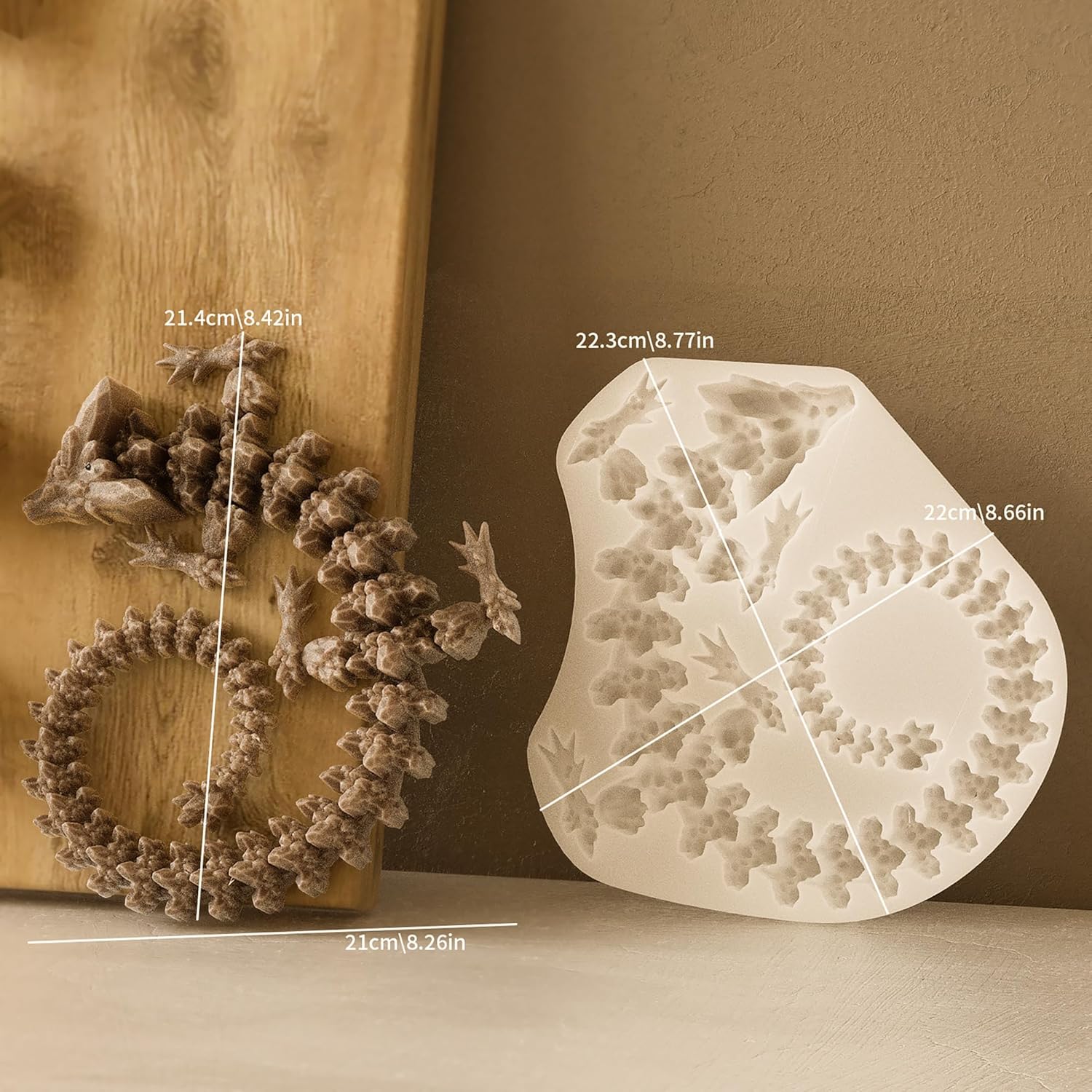 Diamond Dragon 3D Animal Dinosaur Mold - Round and Long Dragon, Animal and Dinosaur Silicone and Resin Casting Mold for Candle Making and Home Decor