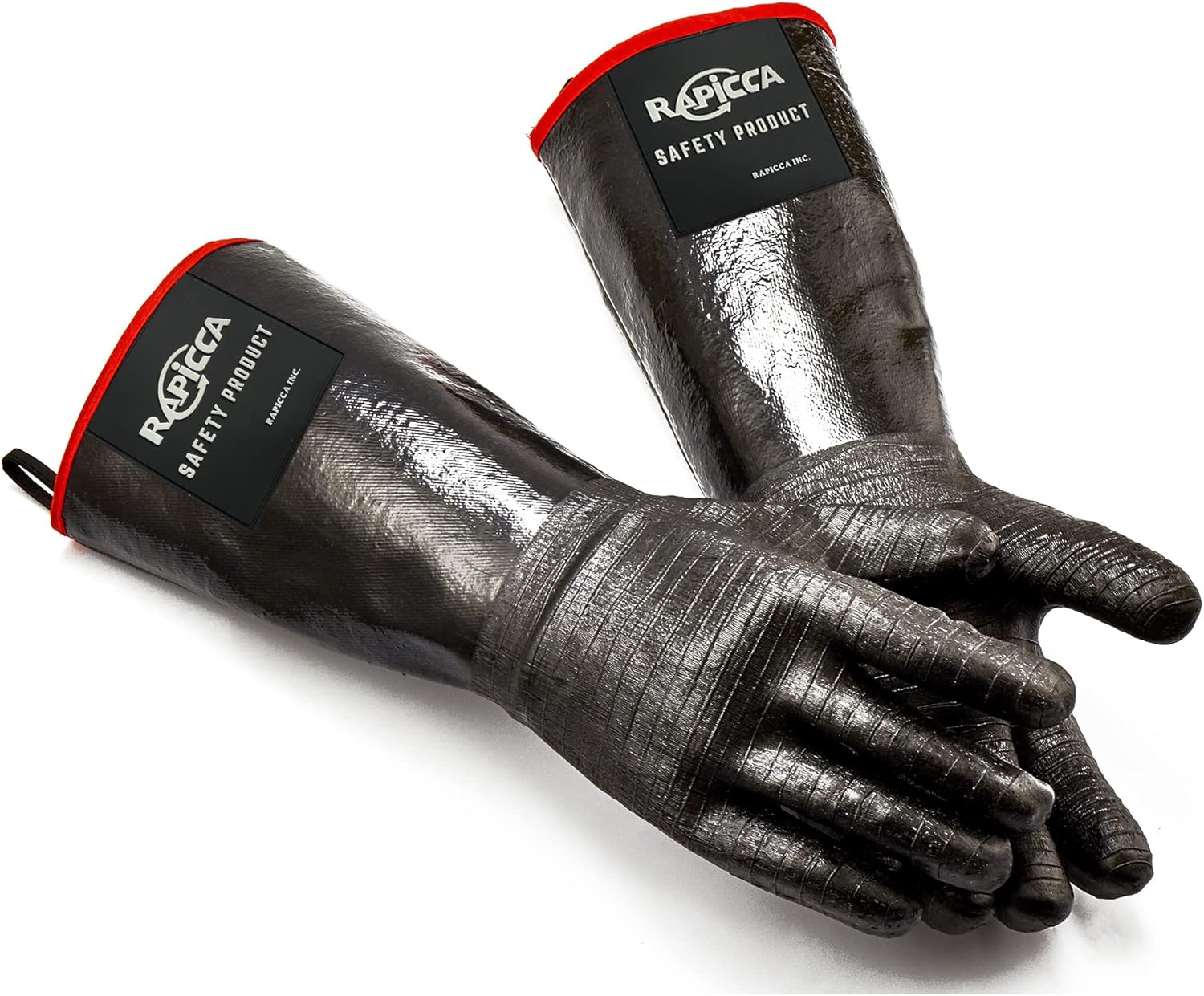 RAPICCA 932°F Heat Resistant BBQ Grill Gloves: Oil Resistant Waterproof for Smoking Grilling Cooking Barbecue Deep Frying Turkey Rotisserie Handling Hot Greacy Meat Stocking Stuffers - Long Sleeve