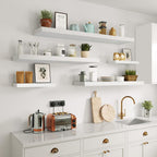 Vivelove 10 inch Deep Wall Shelves 36 inche Long, 1.8 Thick Single Floating Shelf Wall Mounted, Heavy Duty 70 lbs Shelves for Bedroom, Books, Living Room, Kitchen, Office Modern Farmhouse Decor, White