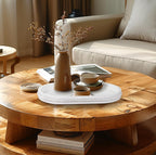 MAONAME Wood Serving Tray, Farmhouse Wooden Tray for Coffee Table, Oval Beaded Trays, White Decorative Trays for Living Room, Kitchen, 15" X 9" X 1.2"